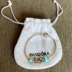 Authentic Pandora Bracelet w/ 4 Retired Pandora Charms